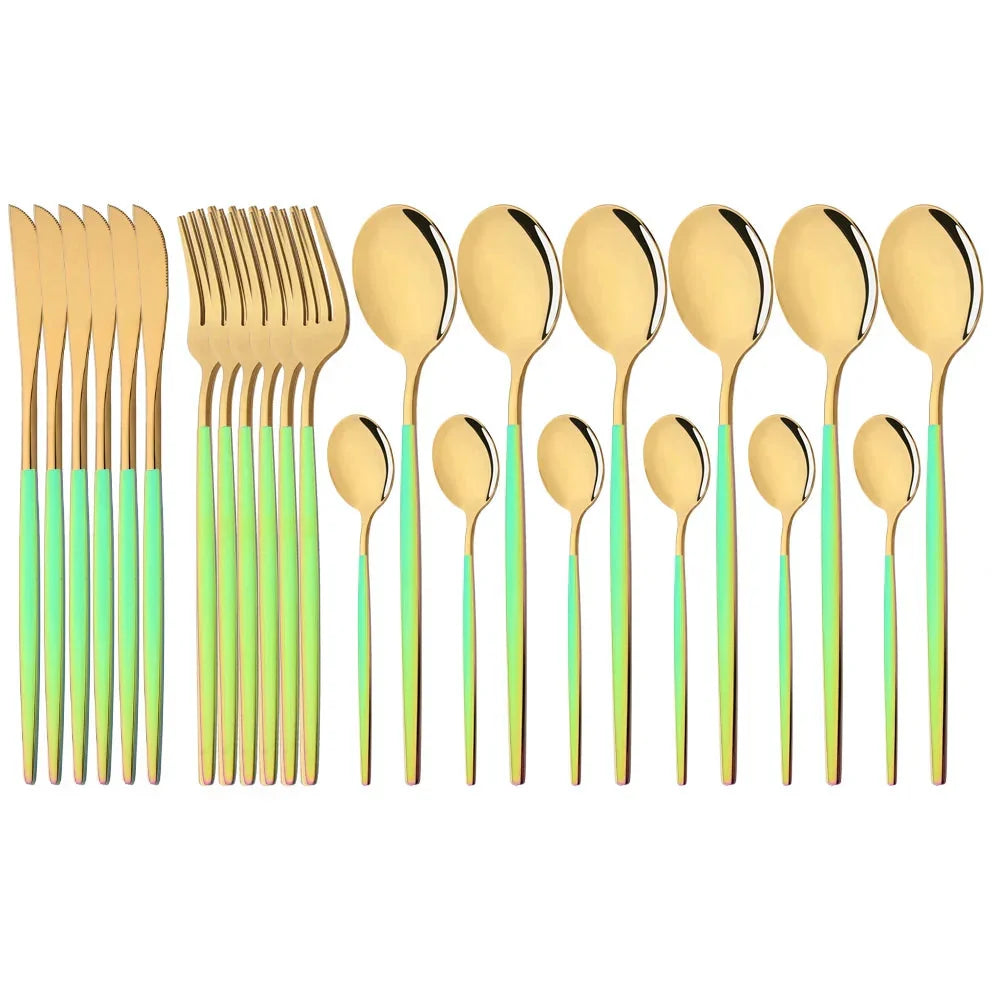 Elegant Modern Pink Stainless Steel Flatware Set | Stylish Pink Cutlery