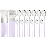 Elegant Modern Pink Stainless Steel Flatware Set | Stylish Pink Cutlery