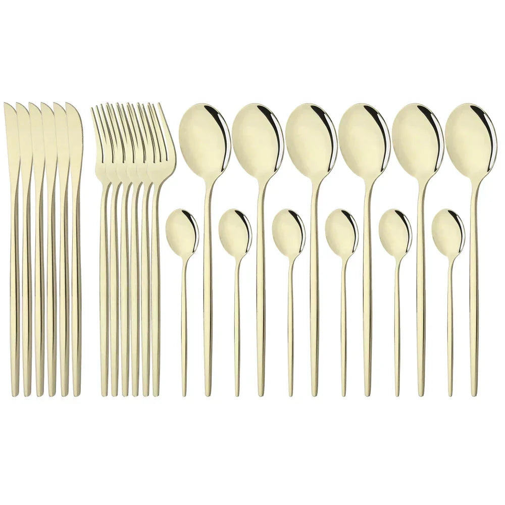 Elegant Modern Pink Stainless Steel Flatware Set | Stylish Pink Cutlery