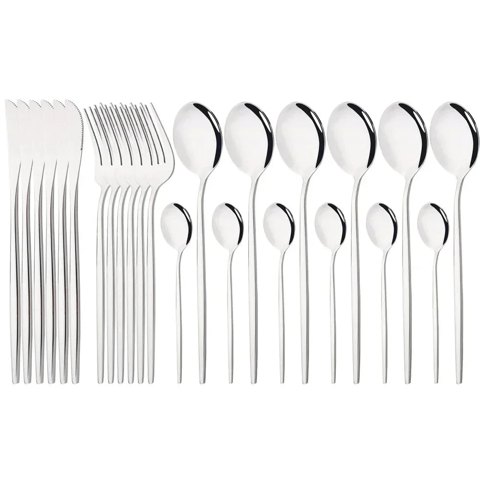 Elegant Modern Pink Stainless Steel Flatware Set | Stylish Pink Cutlery