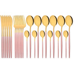 Elegant Modern Pink Stainless Steel Flatware Set | Stylish Pink Cutlery
