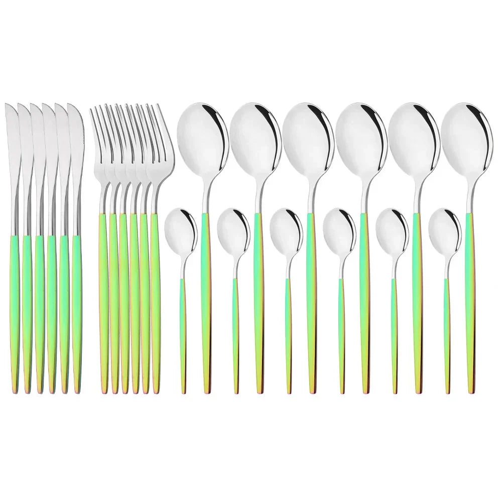 Elegant Modern Pink Stainless Steel Flatware Set | Stylish Pink Cutlery