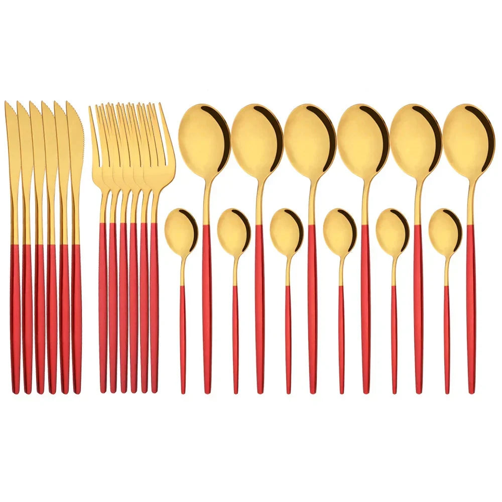 Elegant Modern Pink Stainless Steel Flatware Set | Stylish Pink Cutlery