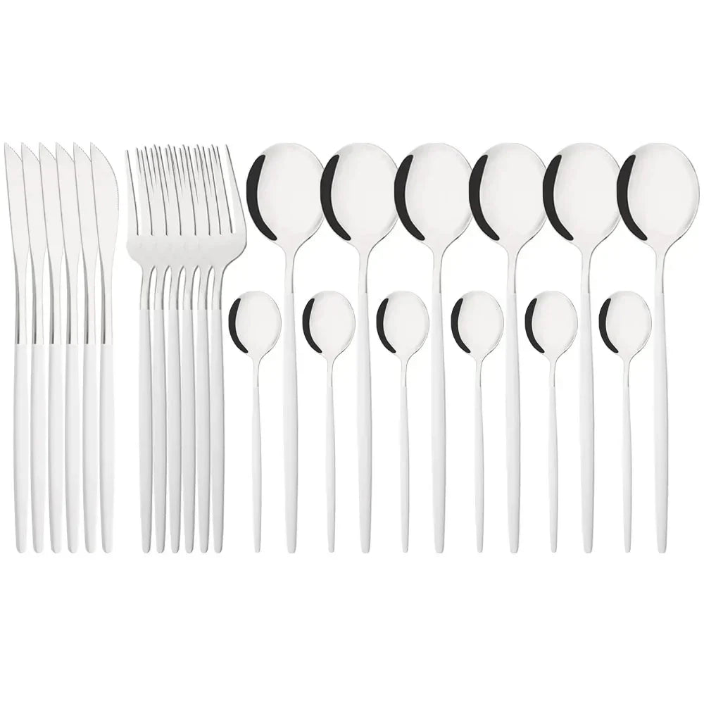 Elegant Modern Pink Stainless Steel Flatware Set | Stylish Pink Cutlery