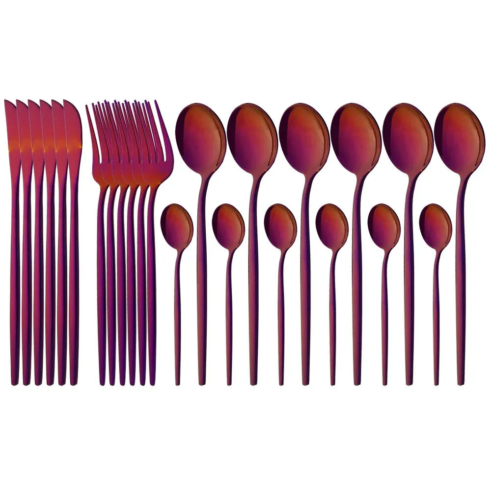 Elegant Modern Pink Stainless Steel Flatware Set | Stylish Pink Cutlery