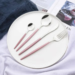 Elegant Modern Pink Stainless Steel Flatware Set | Stylish Pink Cutlery
