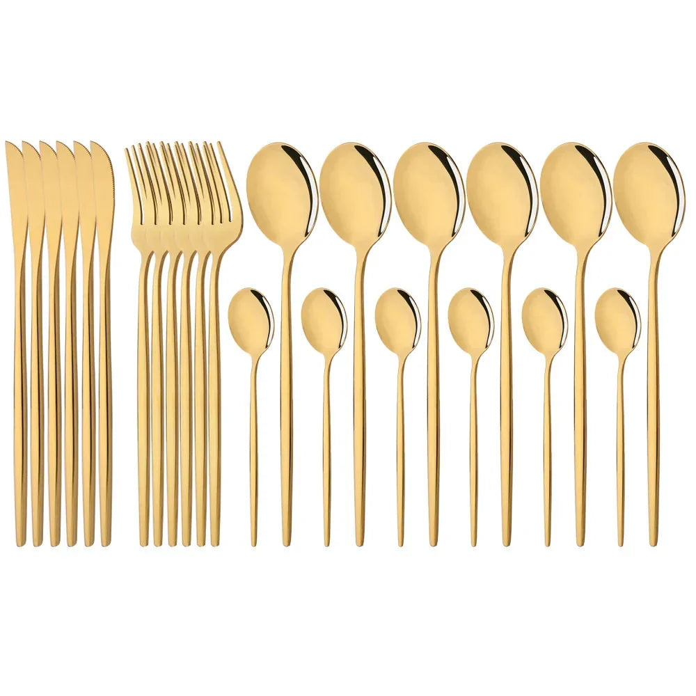 Elegant Modern Pink Stainless Steel Flatware Set | Stylish Pink Cutlery