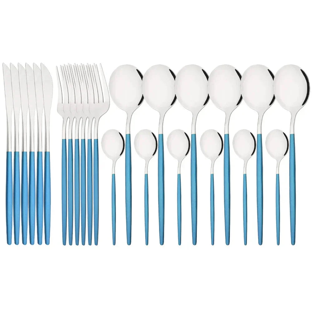 Elegant Modern Pink Stainless Steel Flatware Set | Stylish Pink Cutlery