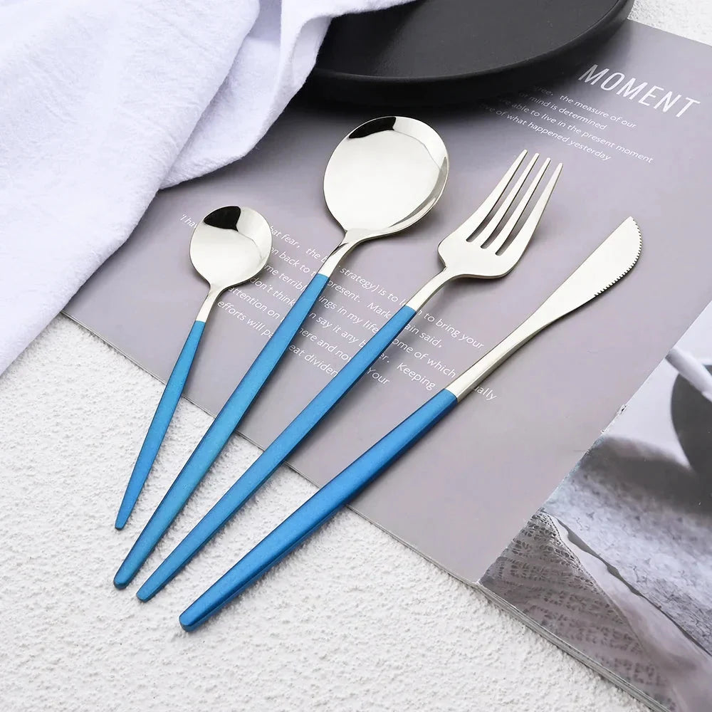 Elegant Modern Pink Stainless Steel Flatware Set | Stylish Pink Cutlery