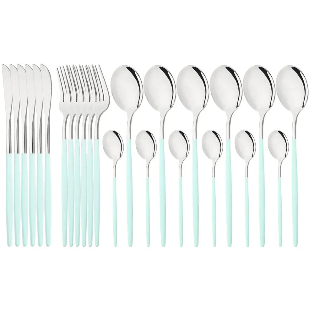 Elegant Modern Pink Stainless Steel Flatware Set | Stylish Pink Cutlery