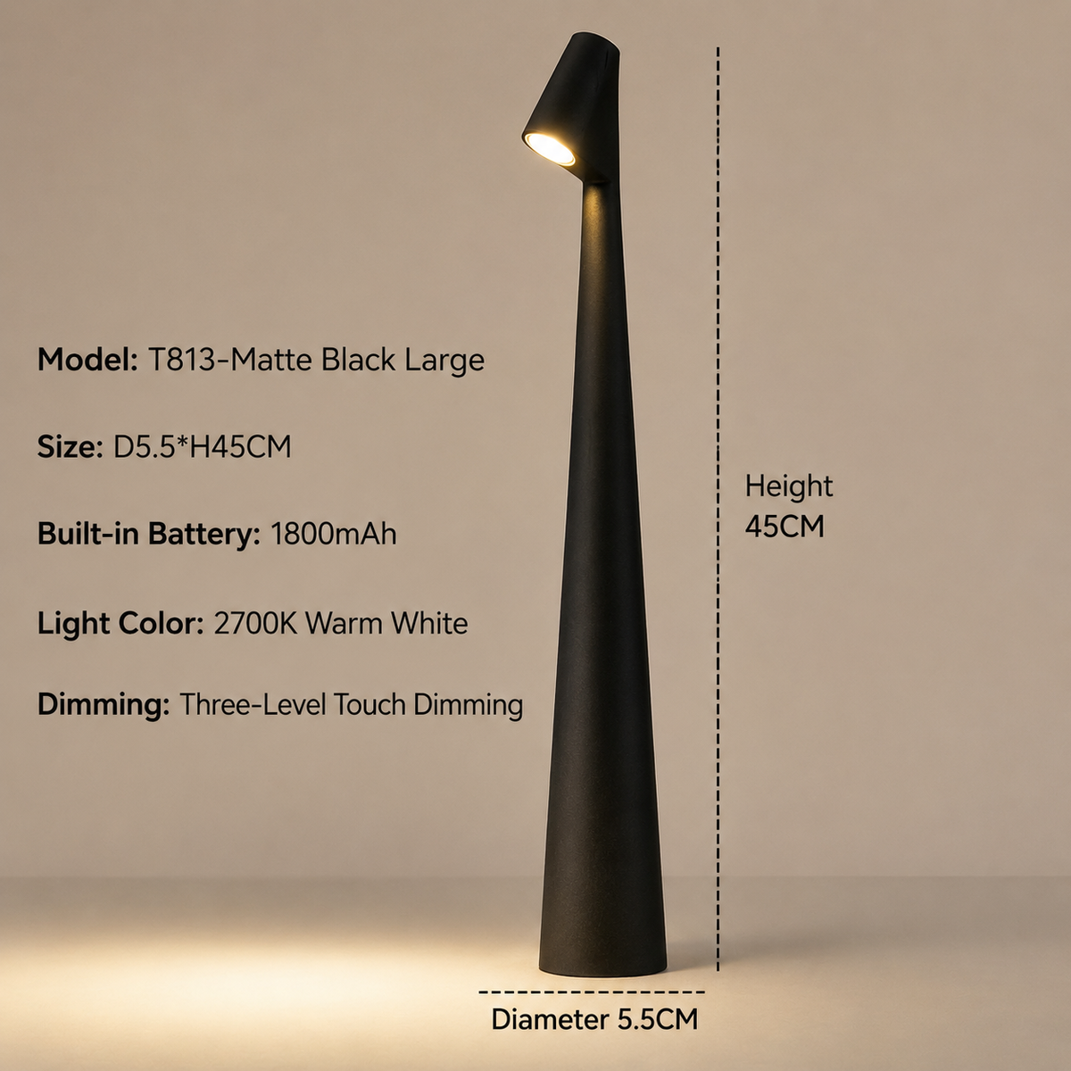 Wireless Designer LED Table Lamp | 3-Stage Touch Dimming