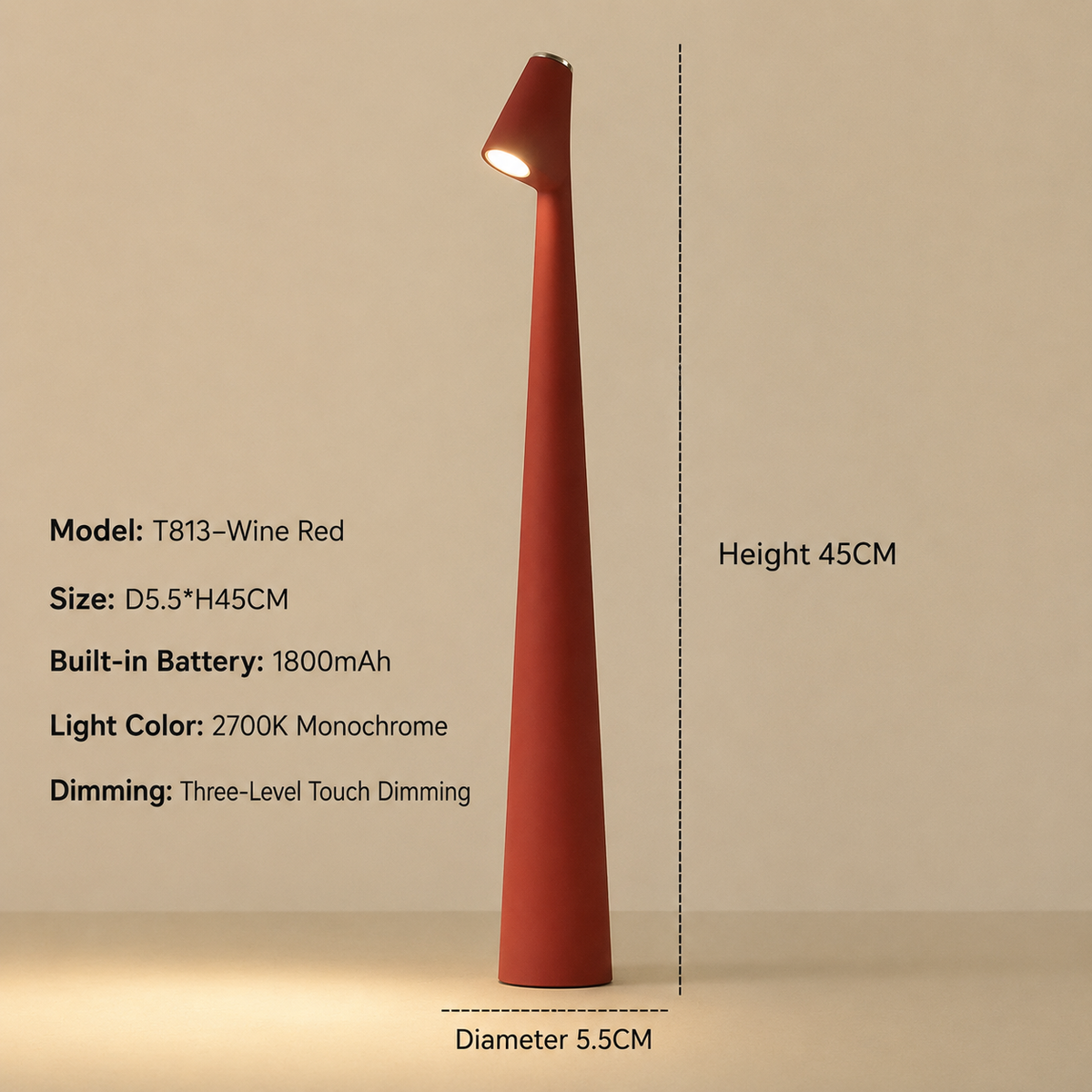 Wireless Designer LED Table Lamp | 3-Stage Touch Dimming