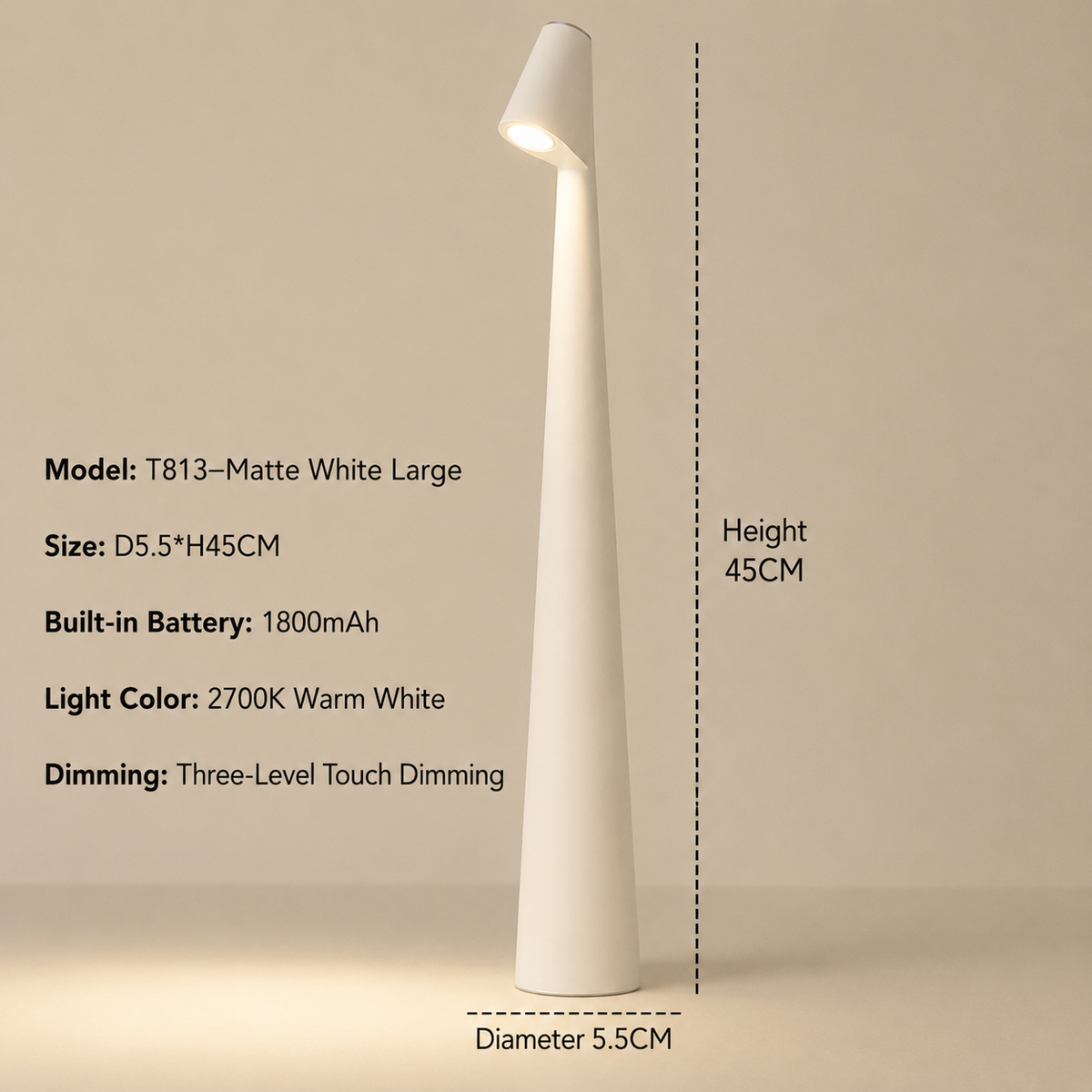Wireless Designer LED Table Lamp | 3-Stage Touch Dimming