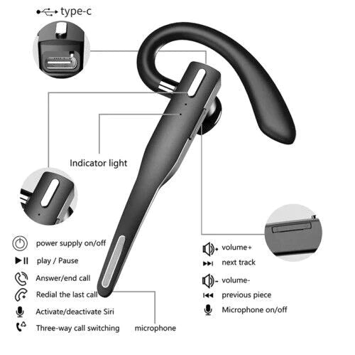 Dual Mic Wireless Bluetooth 5.1 Noise-Cancelling Headset/Earbuds for Truckers