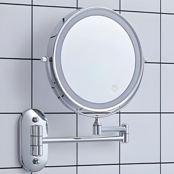 Rechargeable LED Magnifying Mirror | Cosmetics & Bathroom | Chrome Silver