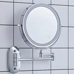 Rechargeable LED Magnifying Mirror | Cosmetics & Bathroom | Chrome Silver