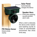 Solar-Powered Bird Deterrent with Animal-Friendly Predator Calls