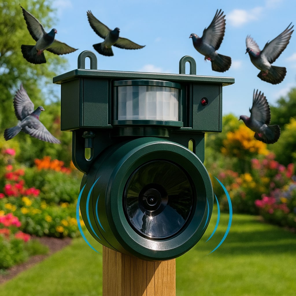 Solar-Powered Bird Deterrent with Animal-Friendly Predator Calls