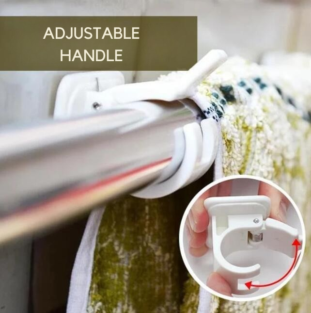 Drill-Free Curtain Holder | Self-Adhesive & Adjustable | Strong Grip