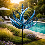 Lotus-Shaped Metal Weather Vane | Rust-Resistant Wind Spinner