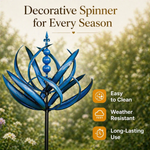Lotus-Shaped Metal Weather Vane | Rust-Resistant Wind Spinner