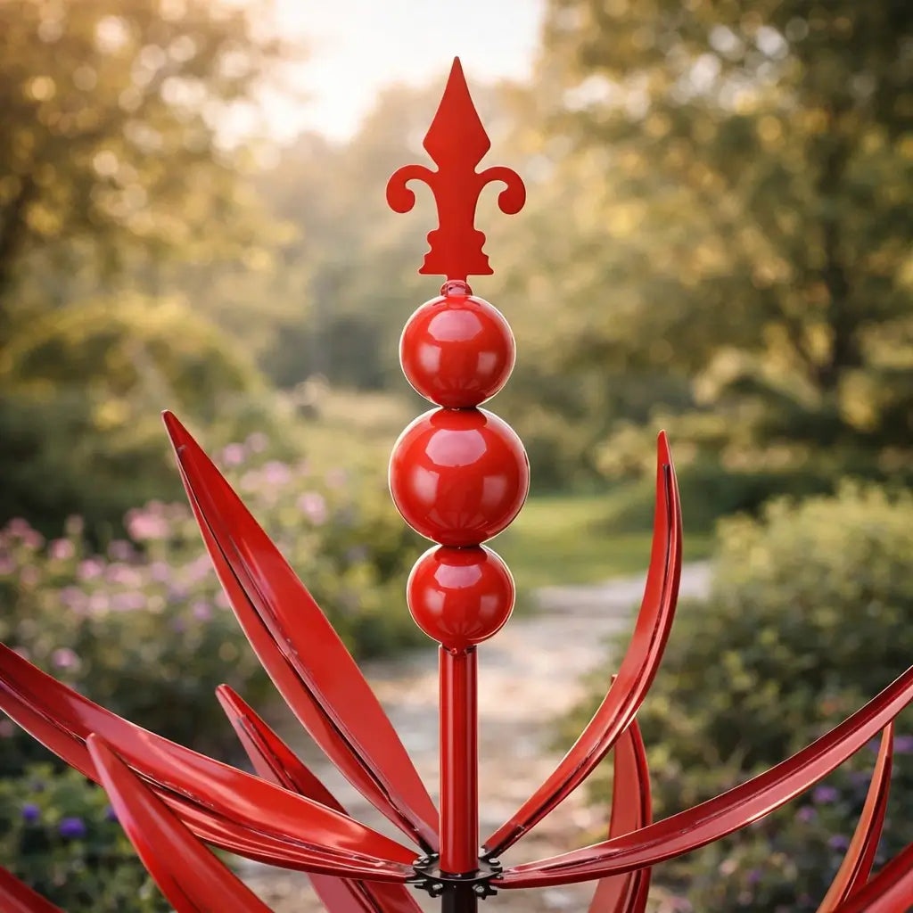 Lotus-Shaped Metal Weather Vane | Rust-Resistant Wind Spinner