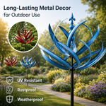 Lotus-Shaped Metal Weather Vane | Rust-Resistant Wind Spinner