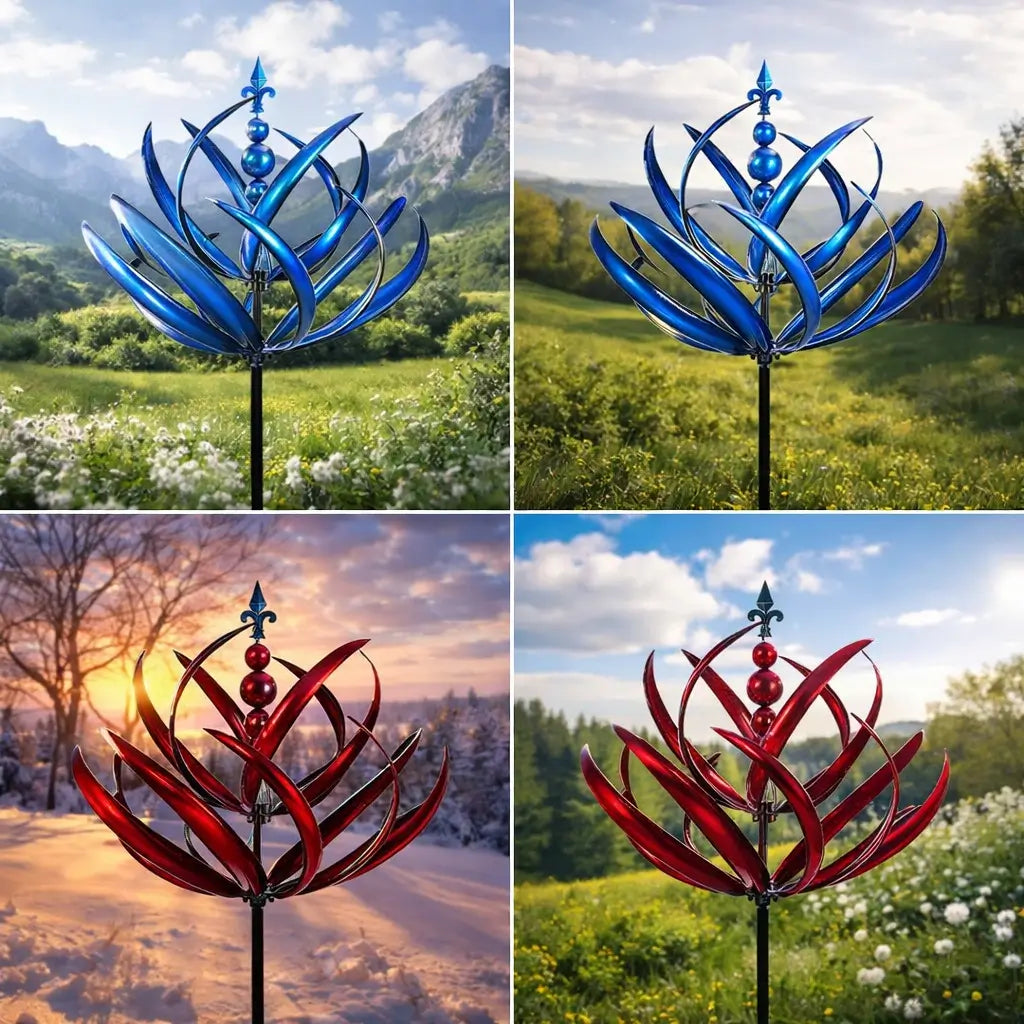 Lotus-Shaped Metal Weather Vane | Rust-Resistant Wind Spinner