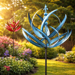 Lotus-Shaped Metal Weather Vane | Rust-Resistant Wind Spinner