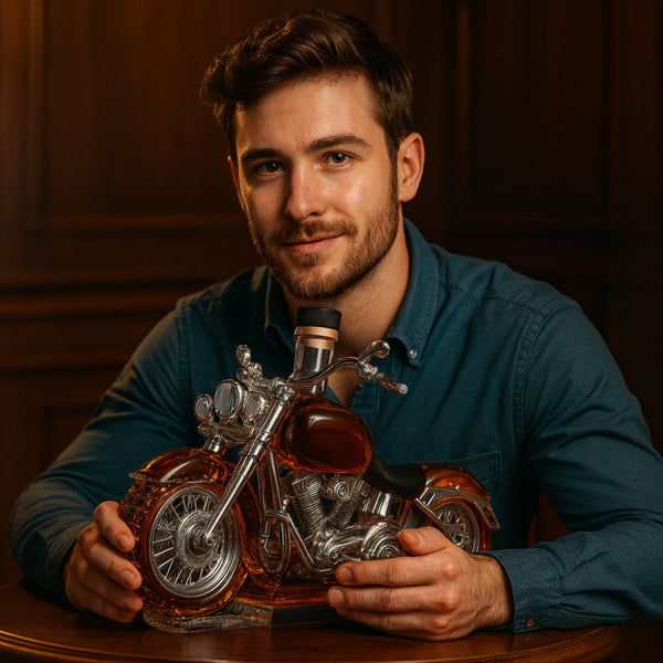Motorcycle-Themed Glass Whisky Decanter for Bar Decor