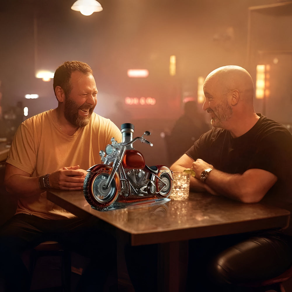 Motorcycle-Themed Glass Whisky Decanter for Bar Decor