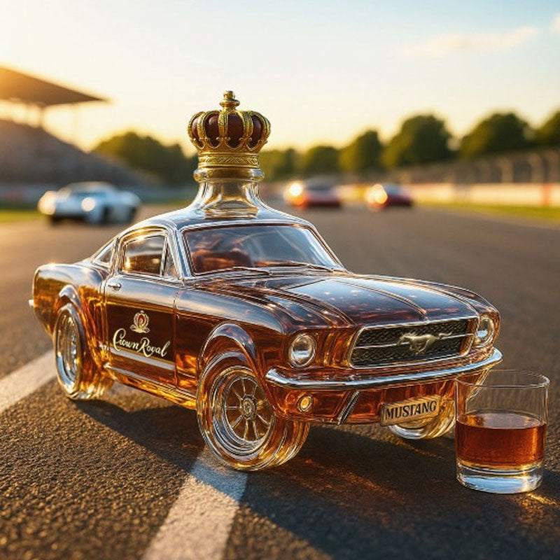 Whiskey Bottle | Mustang-Inspired Decanter | Intricate Glass Design | Perfect for Home Bar