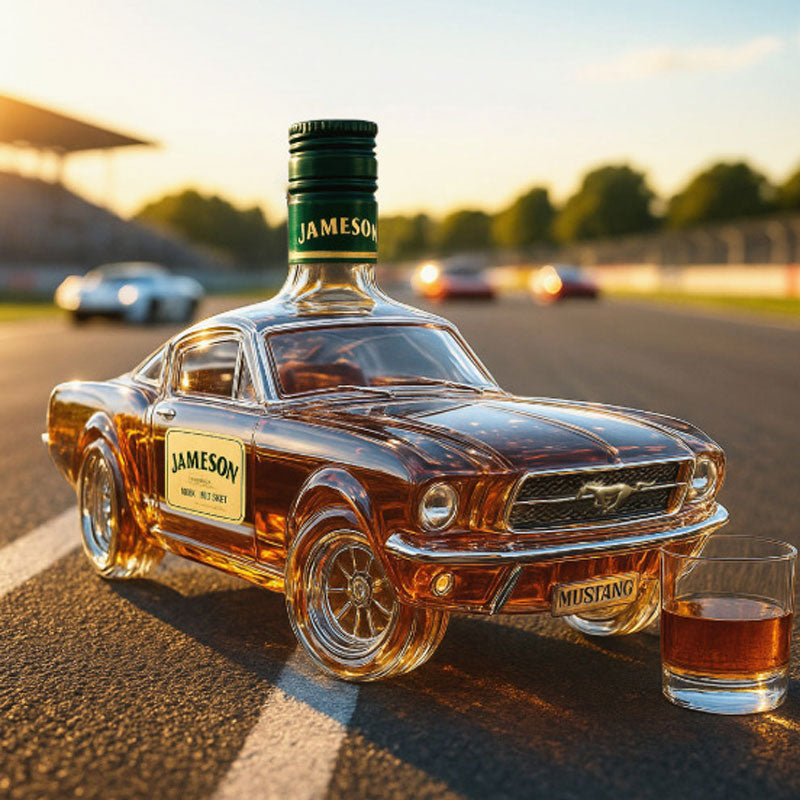 Whiskey Bottle | Mustang-Inspired Decanter | Intricate Glass Design | Perfect for Home Bar