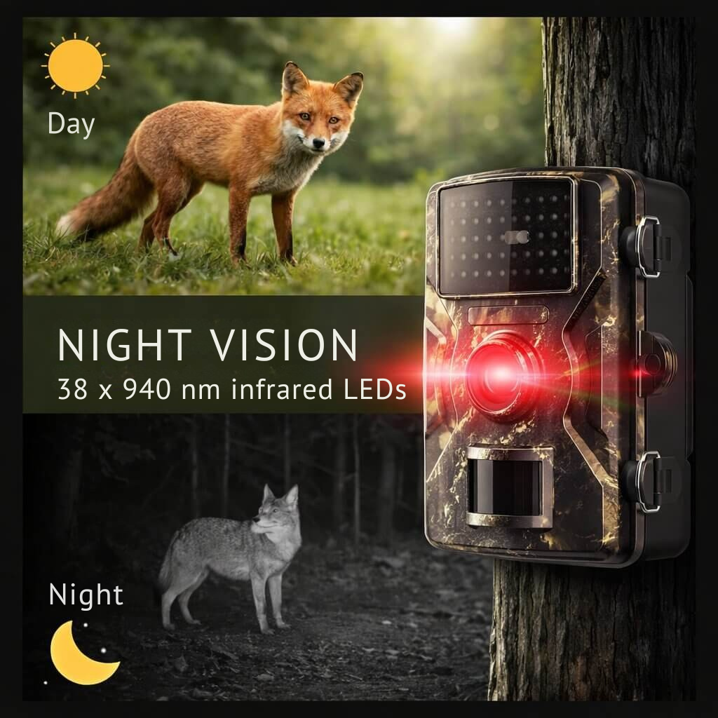 Night Vision Wildlife Camera with Motion Detection | Weatherproof Design | Forest Guardian
