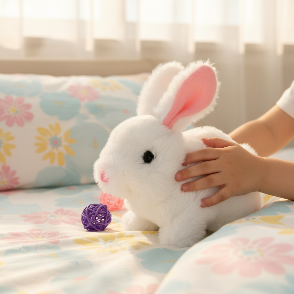 Interactive Plush Rabbit Toy with Movements and Sounds for Kids