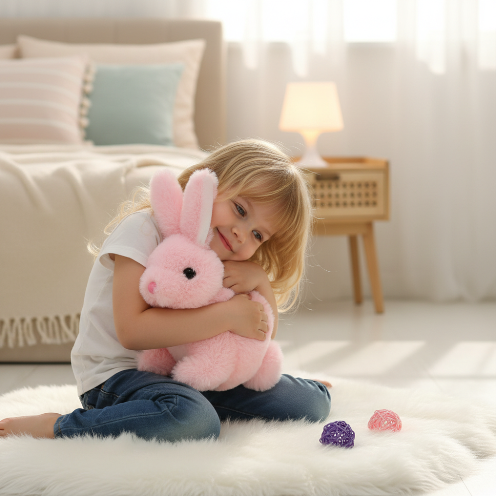 Interactive Plush Rabbit Toy with Movements and Sounds for Kids