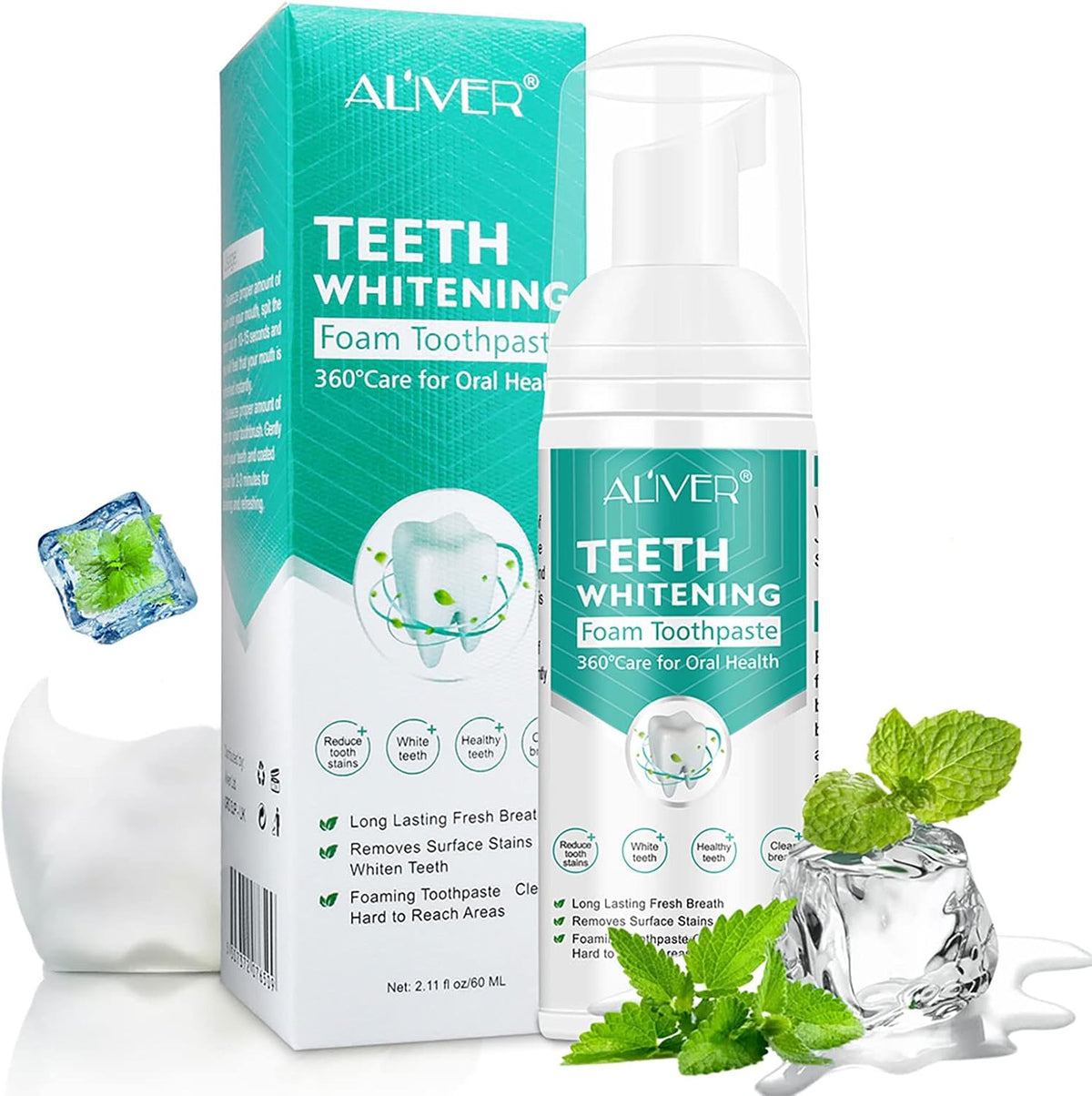 Teeth Whitening Foam Toothpaste | Stain Removal Formula