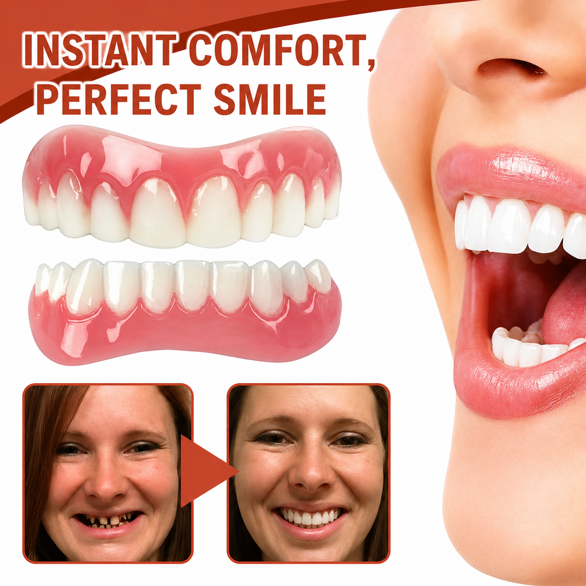 Dental Prosthesis | Soft Silicone Cushion | Non-Slip Fit Without Pressure Points