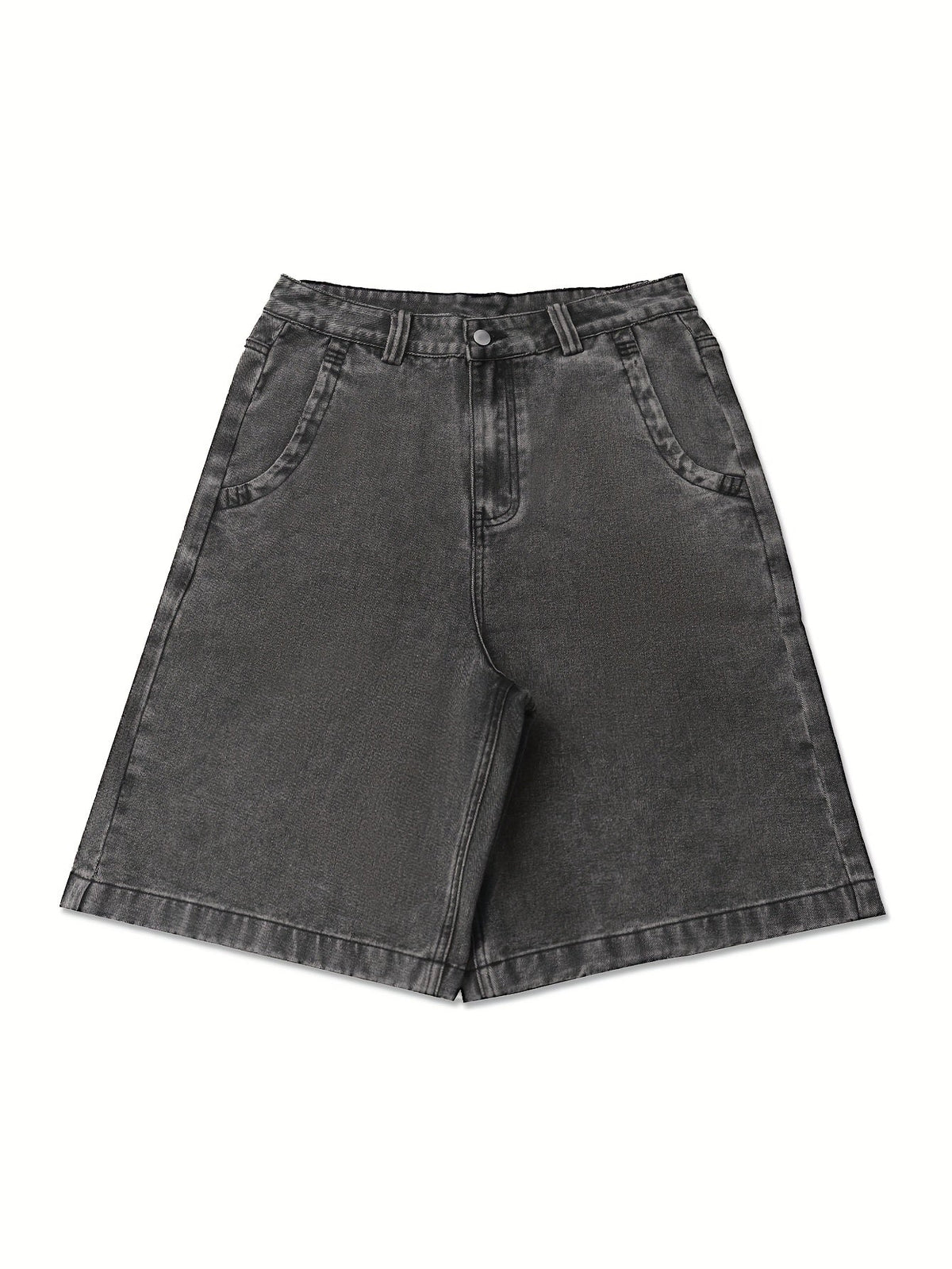 Relaxed Fit Bermuda Denim Shorts with Chic Floral Embroidery
