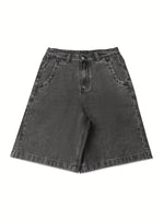 Relaxed Fit Bermuda Denim Shorts with Chic Floral Embroidery