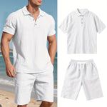 Men's Linen Polo and Shorts Ensemble – Relaxed and Comfortable for Warm Weather