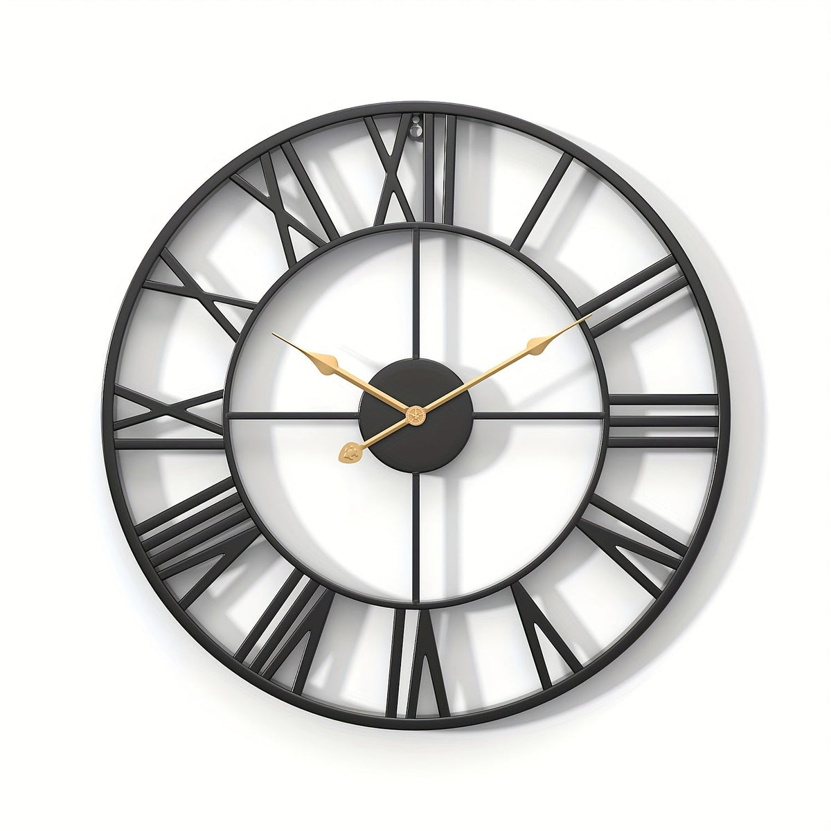 Vintage Round Silent Wall Clock with Metal Frame for Bedroom