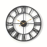 Vintage Round Silent Wall Clock with Metal Frame for Bedroom