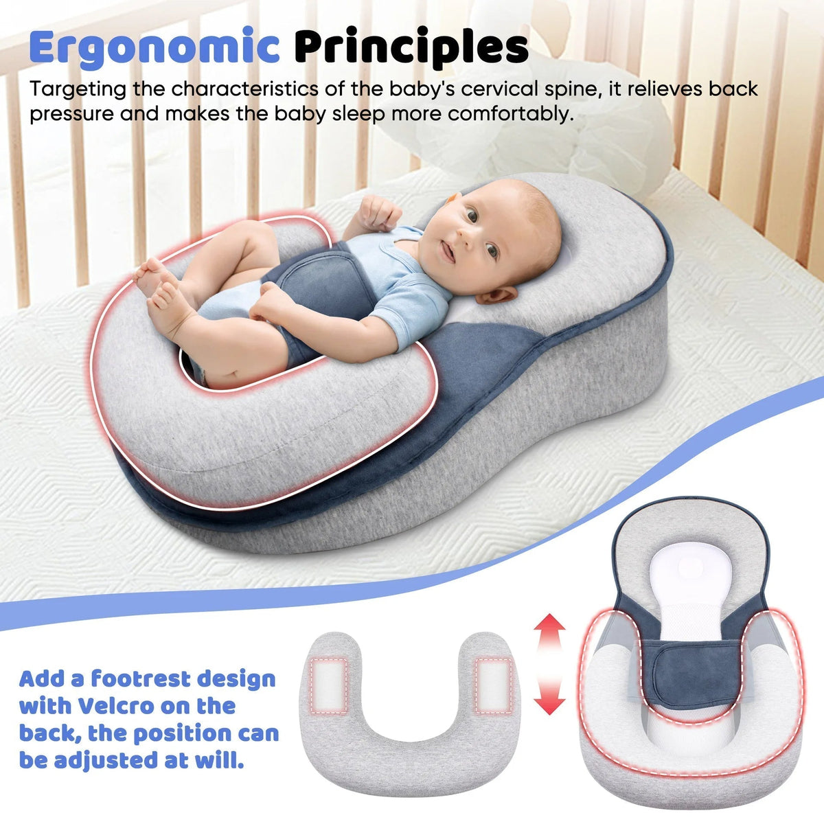 Elevated Anti-Reflux Lounger for Newborns and Infants