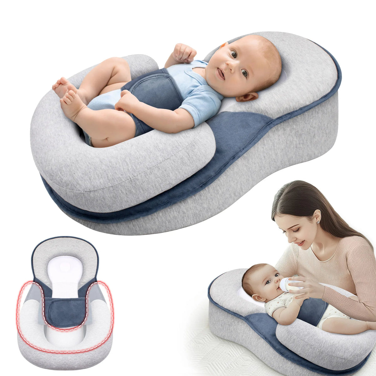Elevated Anti-Reflux Lounger for Newborns and Infants