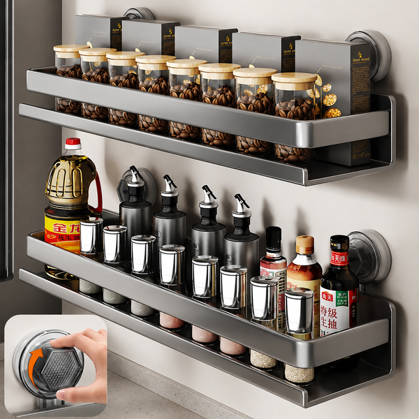 Wall Mounted Suction Cup Spice Rack for Kitchen