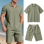 Men's Linen Polo and Shorts Ensemble – Relaxed and Comfortable for Warm Weather
