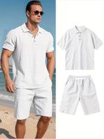 Men's Linen Polo and Shorts Ensemble – Relaxed and Comfortable for Warm Weather