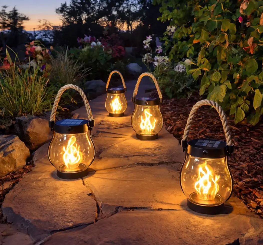 Solar Lantern with Authentic Flickering Flame Effect