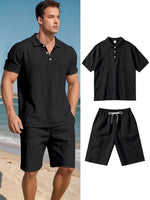 Men's Linen Polo and Shorts Ensemble – Relaxed and Comfortable for Warm Weather